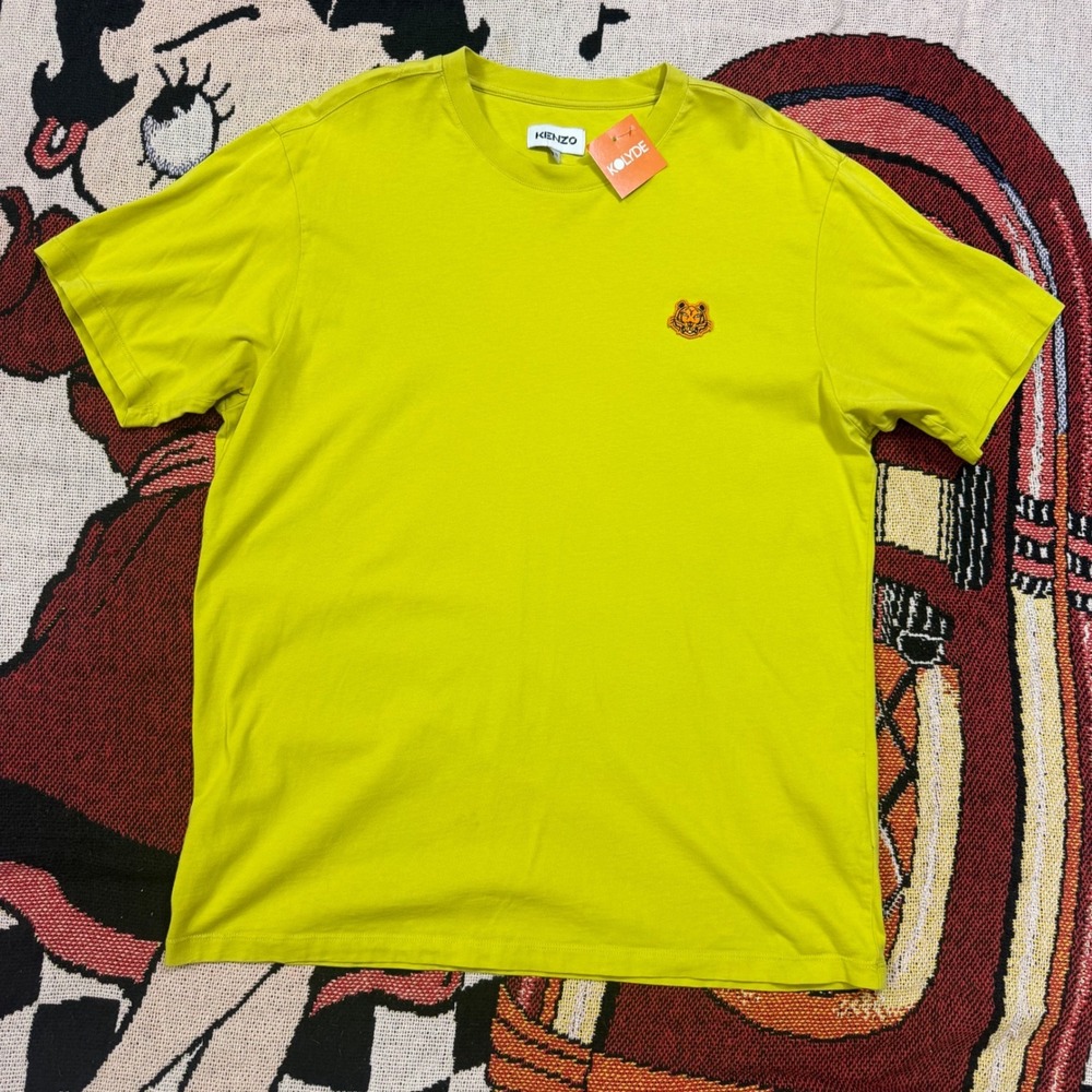 Kenzo Paris Mens Tiger Crest T-Shirt Lime Green Chartreuse XL Short Sleeve